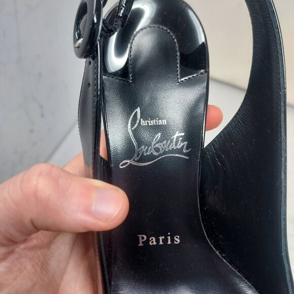 Christian Louboutin So Jane Patent Black Slingback Pump Shoe - Picture 4 of 10
